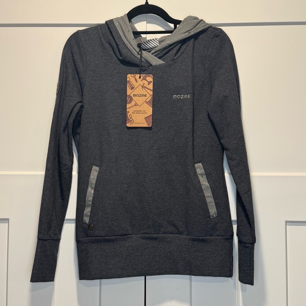 Mozine Evaline Gray Hoodie with Sprinkle details. NWT Size Small